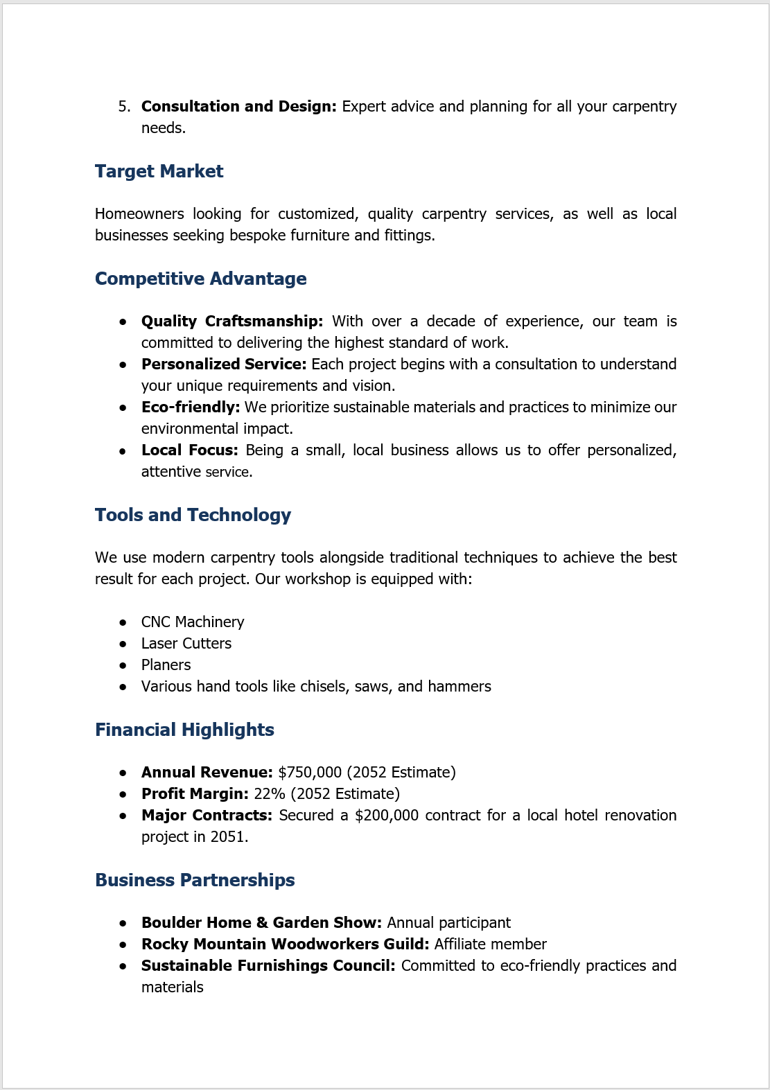 company profile page 2